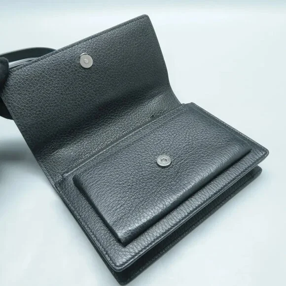 100% Authentic SAINT LAURENT Sunset Mini Black Leather Shoulder Bag 1294-101724 - Picture 8 of 12